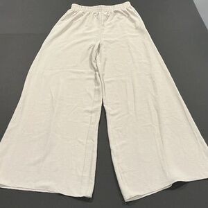 Zara Cream Wide Leg Linen Blend Pants Elastic Waist Size Small
